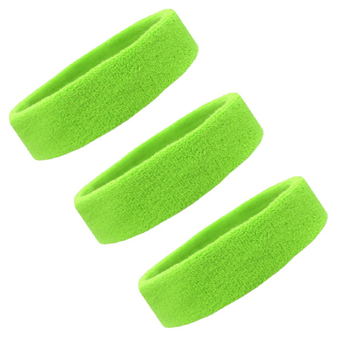 Sweatbands Terry Cotton Sports Headband Sweat Absorbing Head Band Neon Green 3