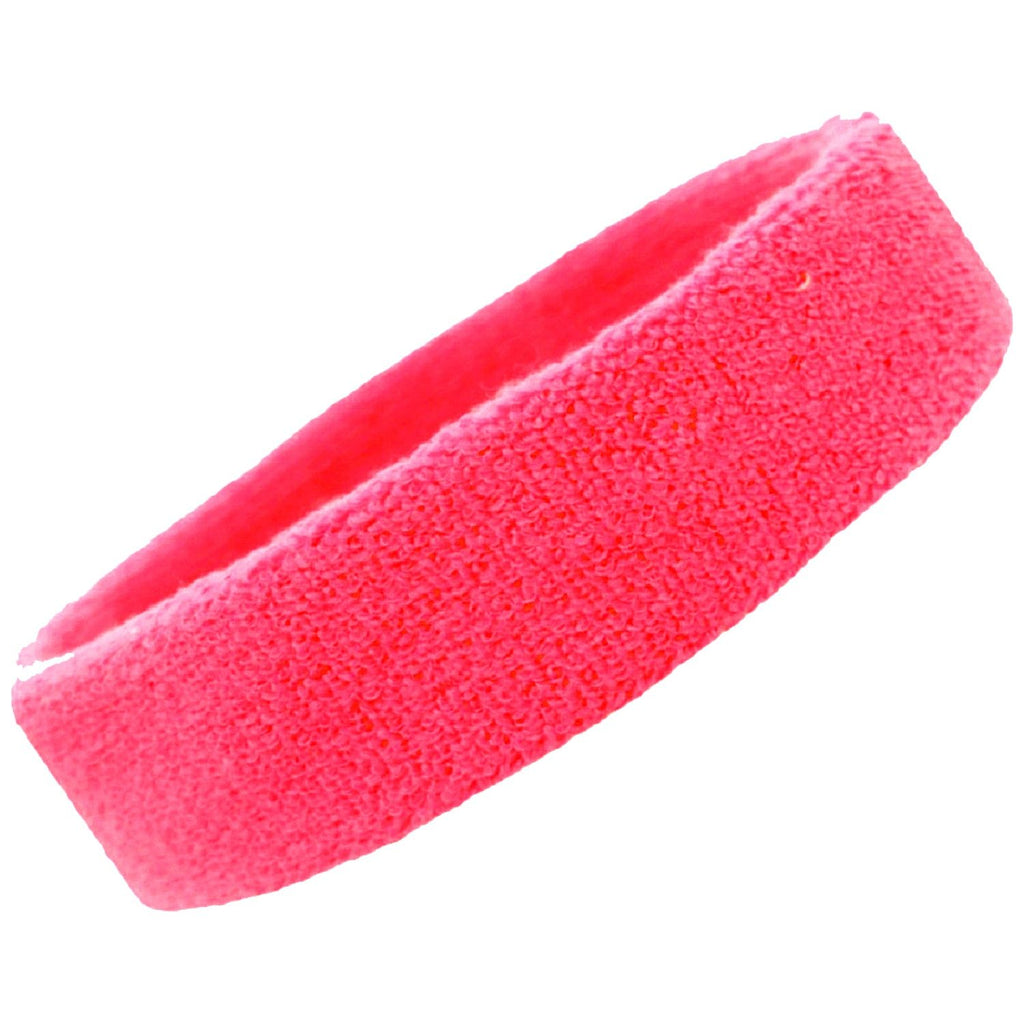 Sweatband Terry Cotton Sports Headband Sweat Absorbing Head Band Neon Pink