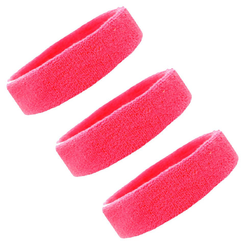 Sweatbands Terry Cotton Sports Headband Sweat Absorbing Head Band Neon Pink 3