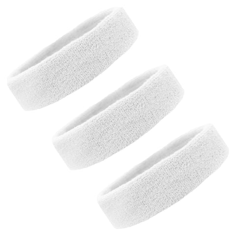 Sweatbands Terry Cotton Sports Headband Sweat Absorbing Head Band White 3