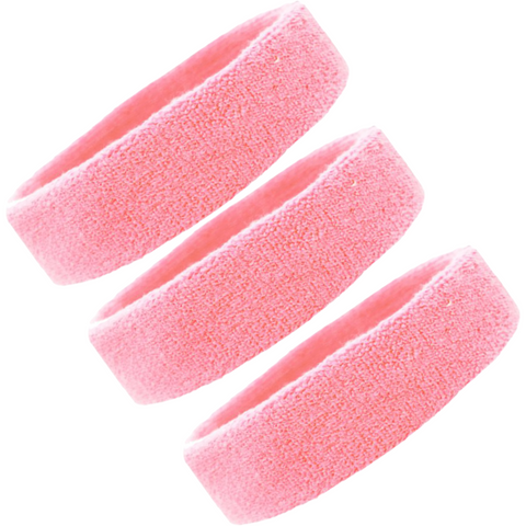 Sweatbands Terry Cotton Sports Headband Sweat Absorbing Head Band Light Pink 3