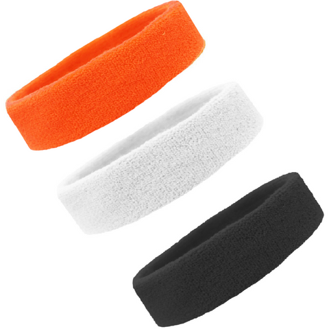 Sweatbands Terry Cotton Sports Headband Sweat Absorbing Head Band Orange Black White 3