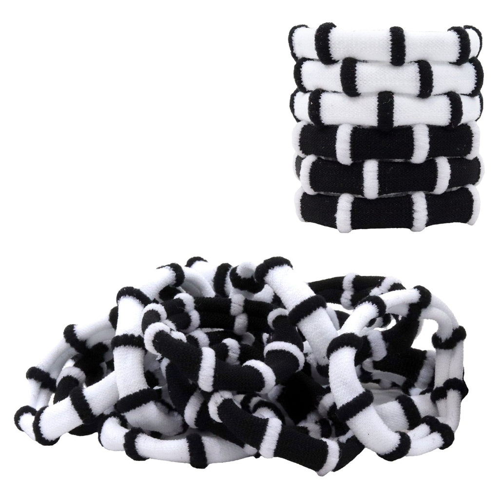 Hair Ties Seamless Terry Elastics 100 Pack Black and White