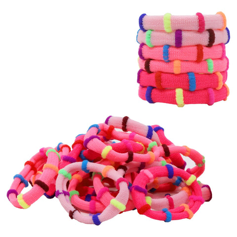 Hair Ties Seamless Terry Elastics 100 Pack Rainbow Pink