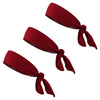 Tie Back Headbands 3 Moisture Wicking Athletic Sports Head Band Maroon