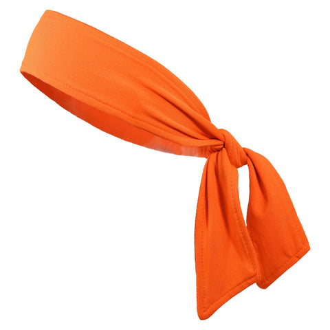 Tie Back Headband Moisture Wicking Athletic Sports Head Band Orange