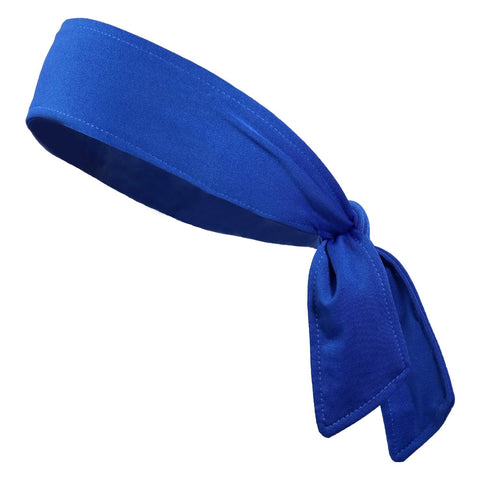 Tie Back Headband Moisture Wicking Athletic Sports Head Band Blue