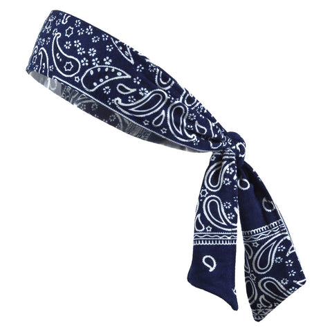 Tie Back Headband Moisture Wicking Athletic Sports Head Band Bandana Navy