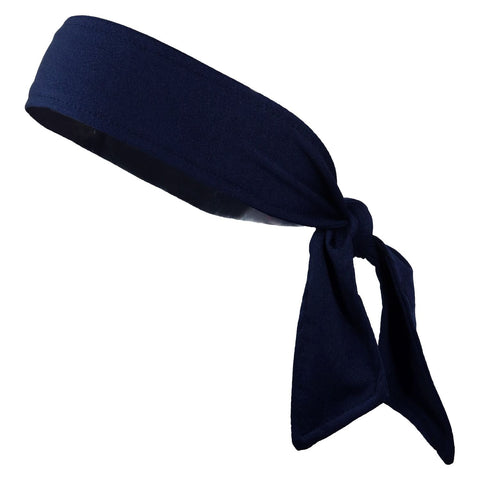 Tie Back Headband Moisture Wicking Athletic Sports Head Band Navy