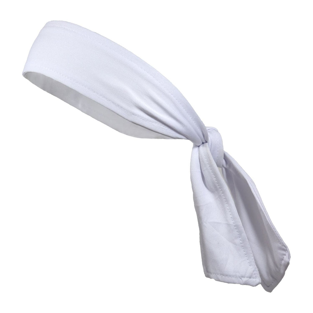 Tie Back Headband Moisture Wicking Athletic Sports Head Band White