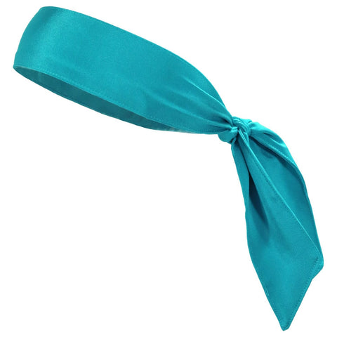 Tie Back Headband Moisture Wicking Athletic Sports Head Band Turquoise