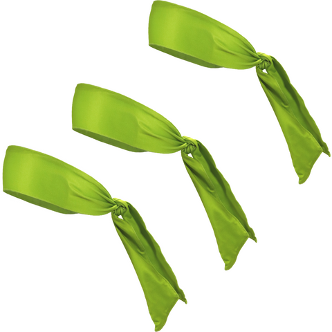 Tie Back Headbands 3 Moisture Wicking Athletic Sports Head Band Lime