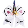 Unicorn Cheer Bow for Girls Large Hair Bows with Ponytail Holder Ribbon