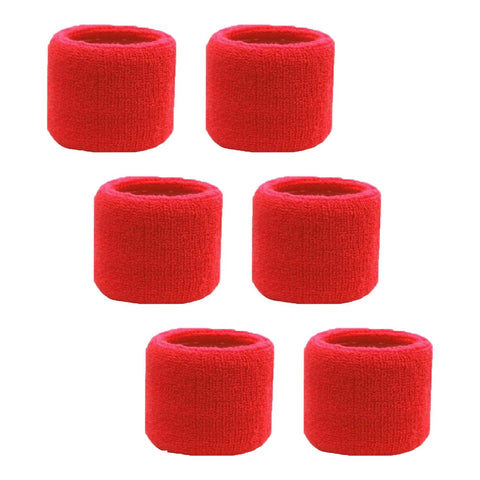 Sweatband for Wrist Terry Cotton Wristbands 6 Red