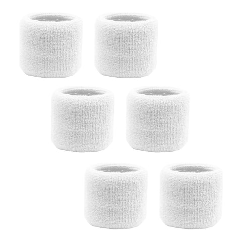 Sweatband for Wrist Terry Cotton Wristbands 6 White