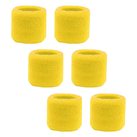 Sweatband for Wrist Terry Cotton Wristbands 6 Yellow