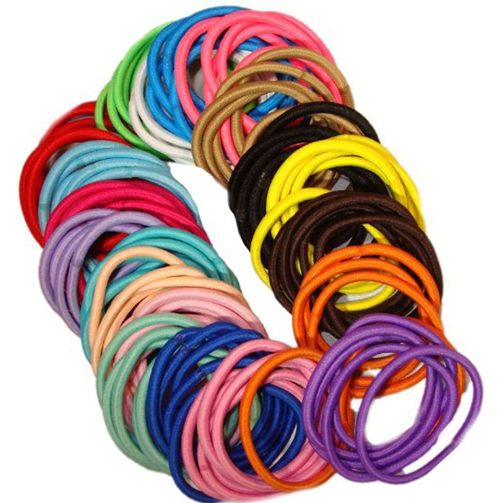 Hair Elastics 100 Pack Multi Color