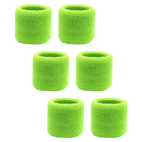 Sweatband for Wrist Terry Cotton Wristbands 6 Neon Green