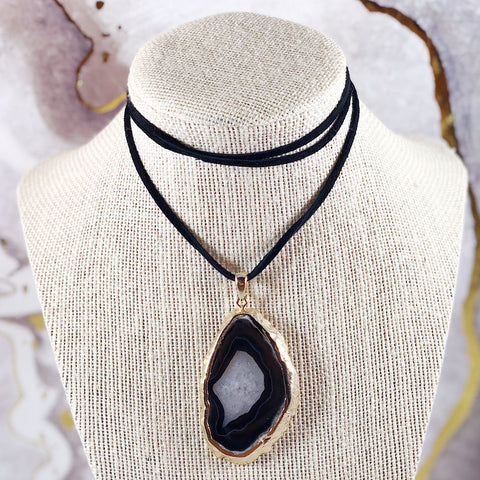 Black & Brown Plated Suede Choker