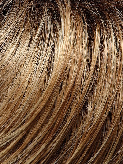 27T613S8 - Medium natural red-Golden blonde & Pale natural golden blonde blend & tipped Shaded with a medium brown root
