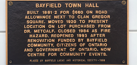 Bayfield Historical Plaque