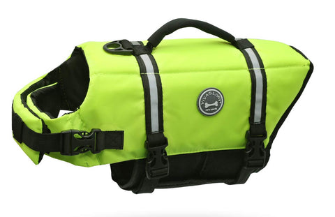 Vivaglory Dog Life Jacket Size Adjustable Dog Lifesaver Safety Extra Bright Yellow Vest Pet Life Preserver, Extra Bright Yellow