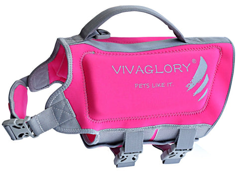 Vivaglory Skin-Friendly Dog Life Vest, Neoprene Life Jacket for Dogs with Superior Buoyancy and Rescue Handle, Adjustable & Reflective