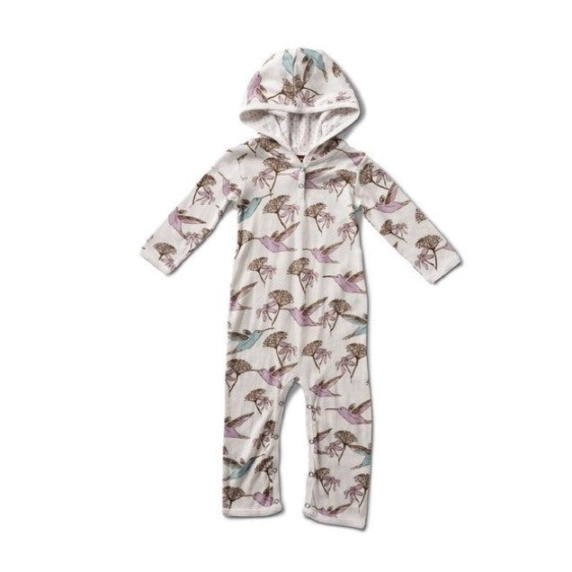 Long Sleeve Hooded Romper - Hummingbird