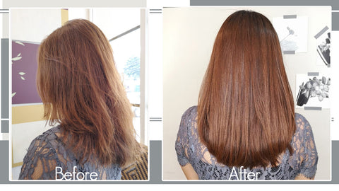 Before and after using Keratin Complex Smoothing Treatment