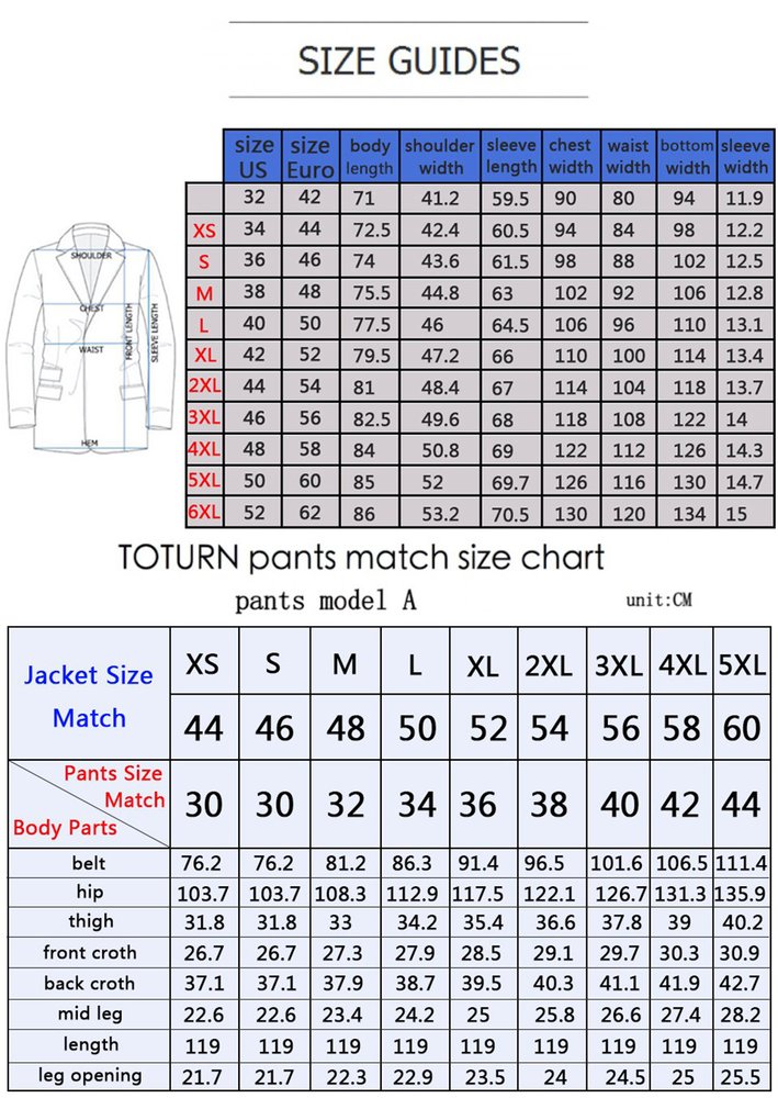 euro suit sizes