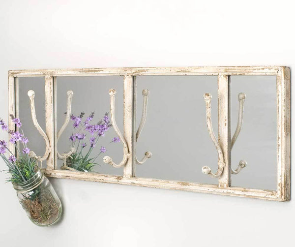 Entryway Mirror with Wall Hooks