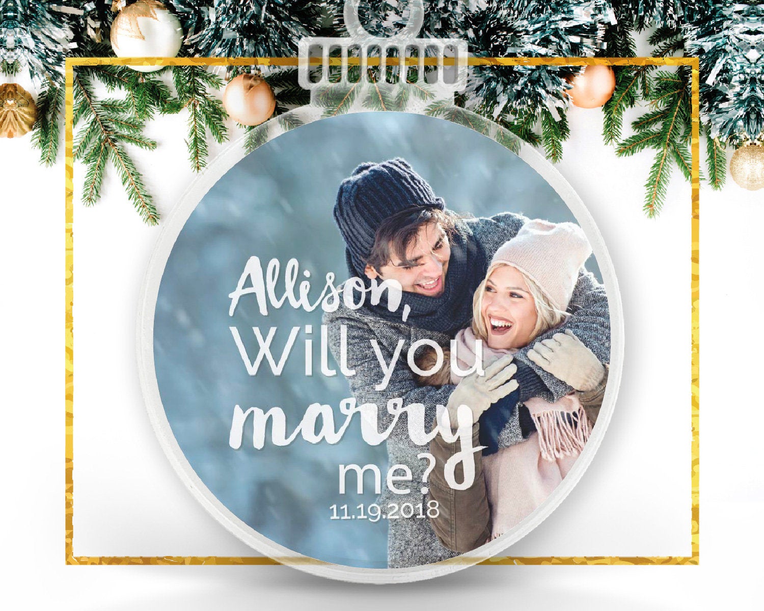 will you marry me christmas tree ornament