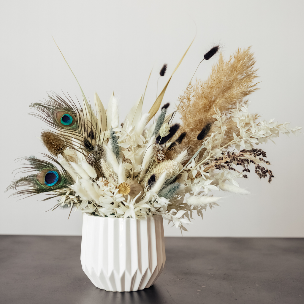 Peacock Feather Vase Arrangement 