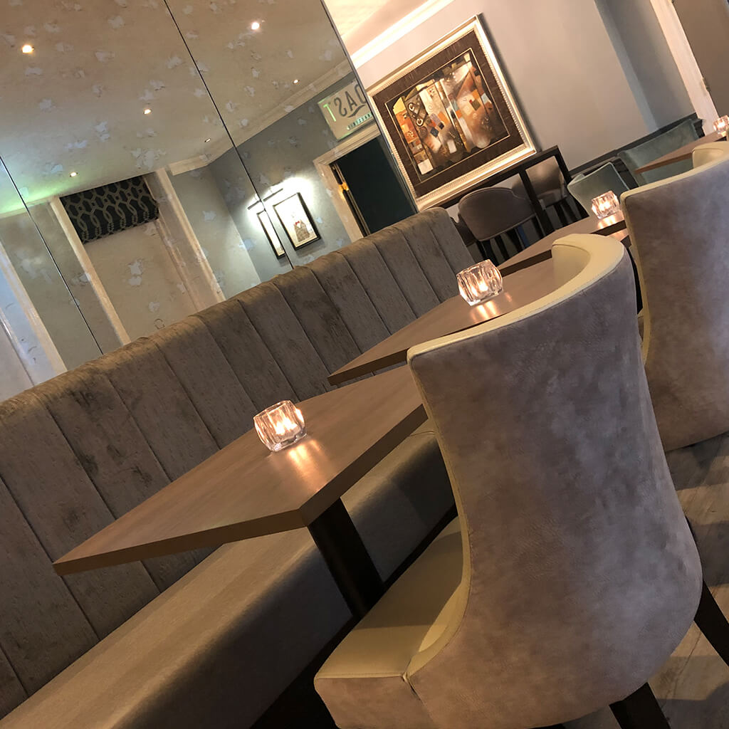 Beige straight fixed seating for restaurants