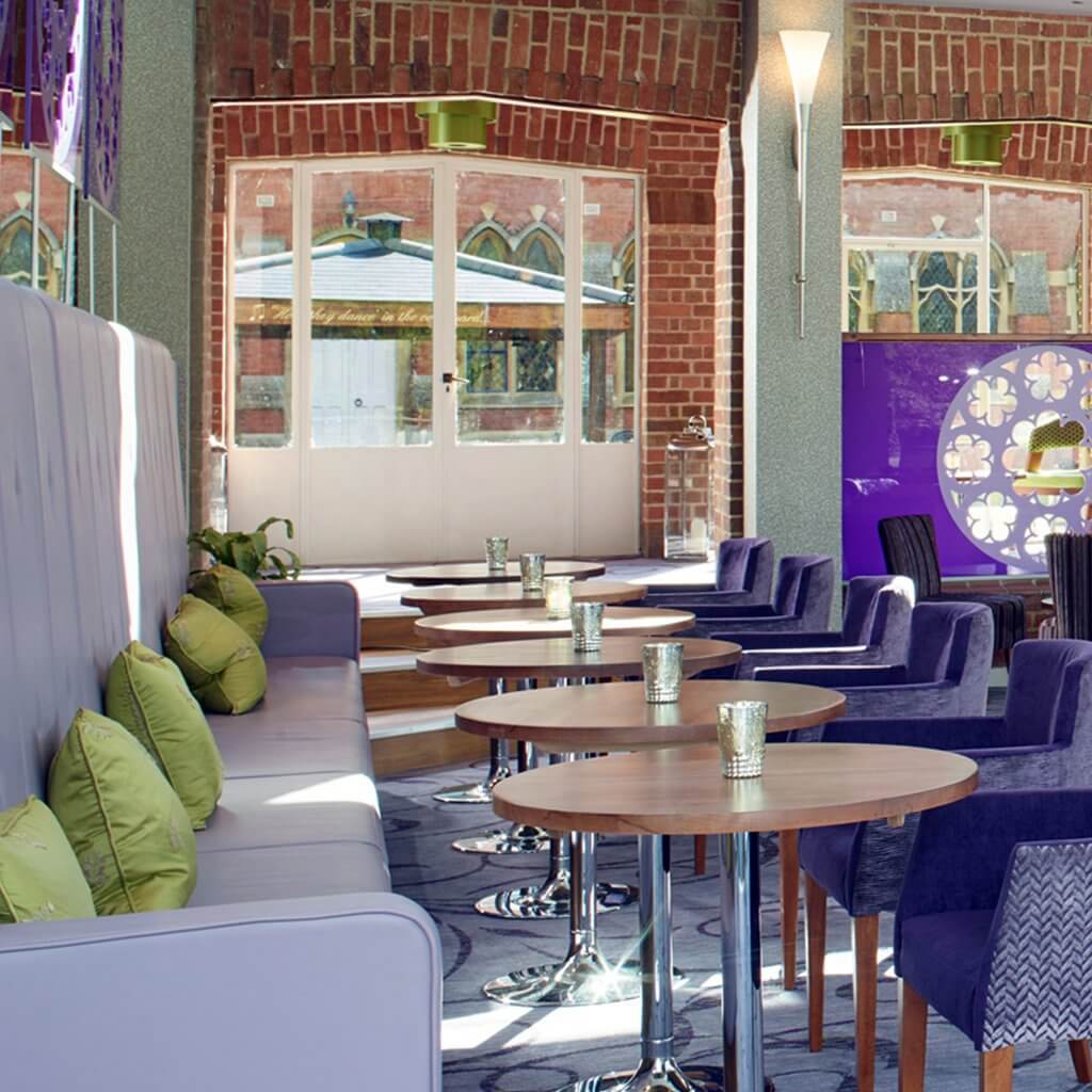Purple fixed seating for restaurants