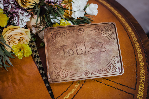 custom chocolate table number centerpiece