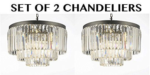 Palladium Crystal Glass Fringe 3-tier Chandelier Lighting Mini Pendant 