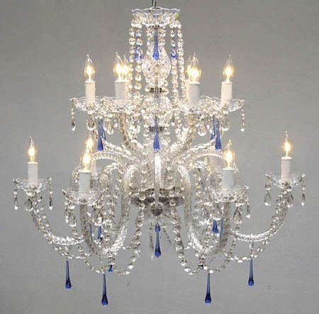 chandelier with blue crystals