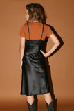 black slip dress