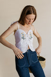 Poppy Tank - Embroidered White Linen