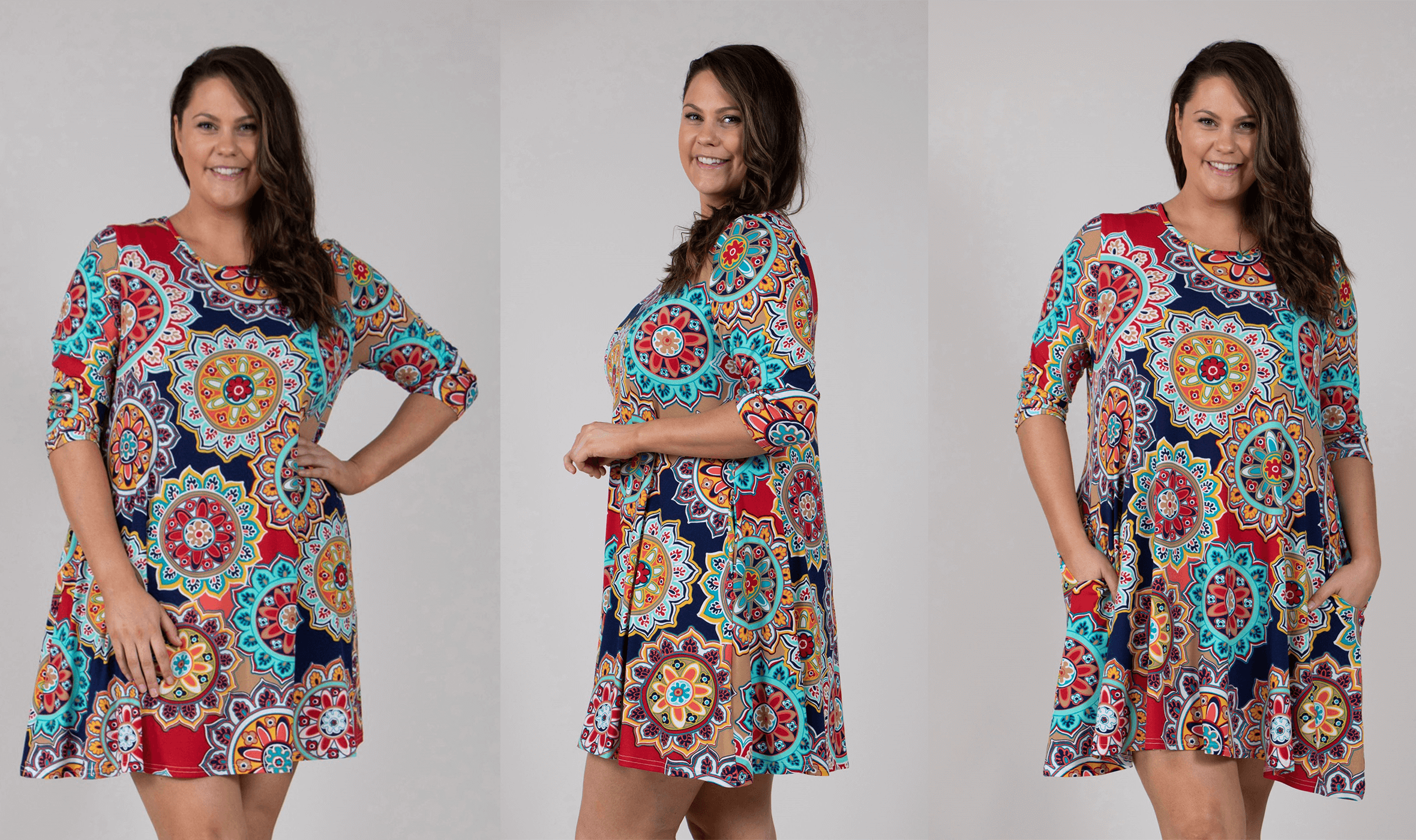 Curves Capsule Collection Autumn 2019 - Colourful Swing Dress | Femme Connection