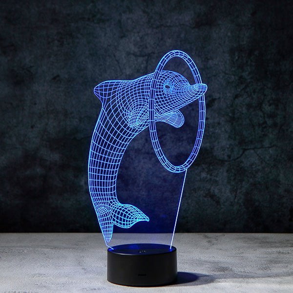 3D Lamp Dolphin Optical Illusion Led Night Light 7 Colors Touch Switch 