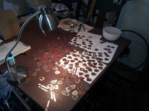 guitar picks on the table