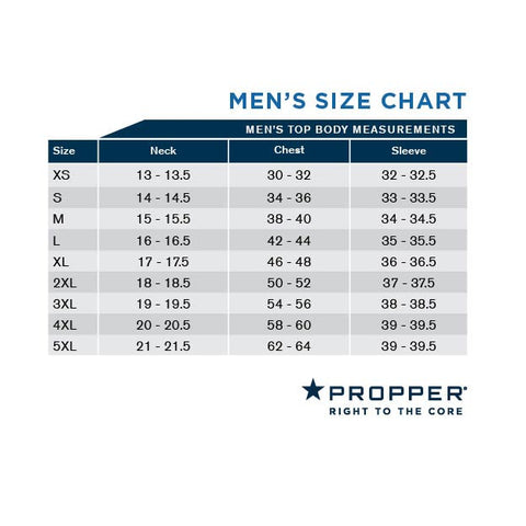 propper mens shirt size chart