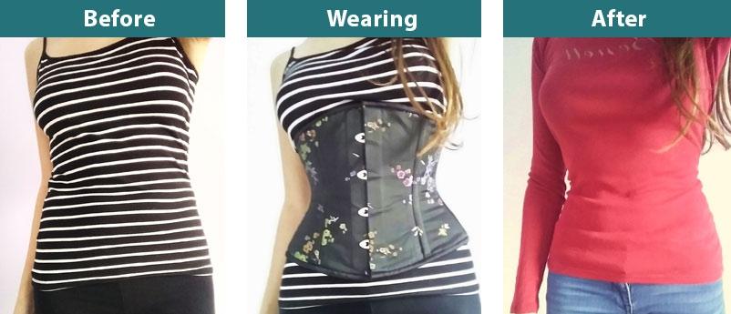 before and after image in corset