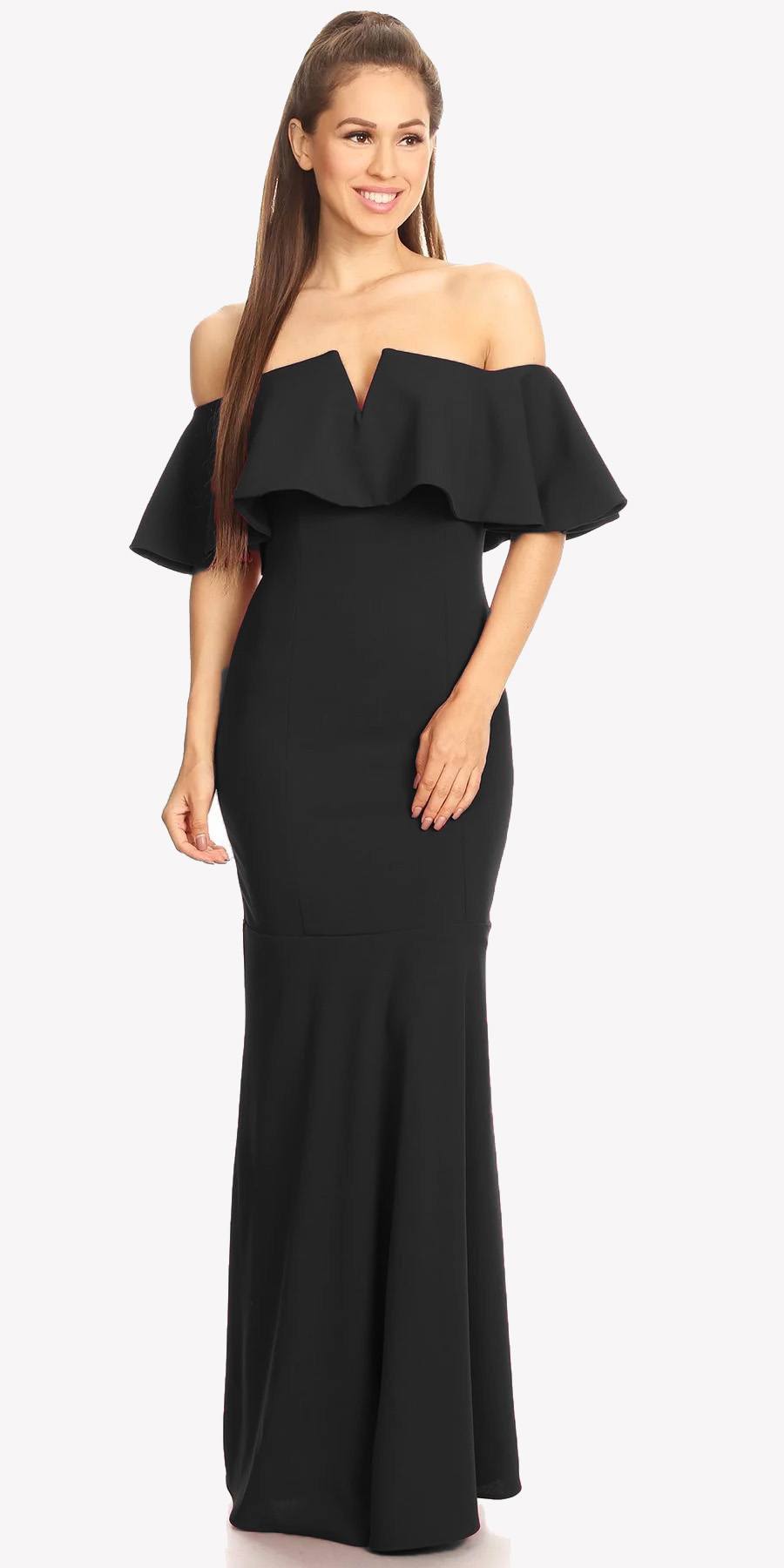 long black dress off shoulder