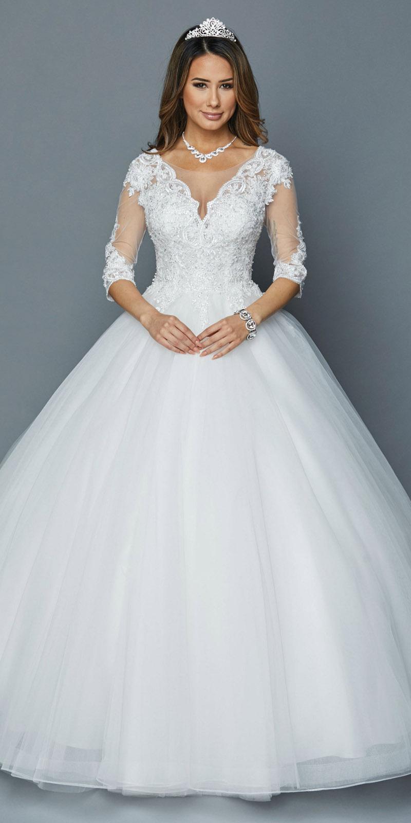 quarter sleeve wedding dress