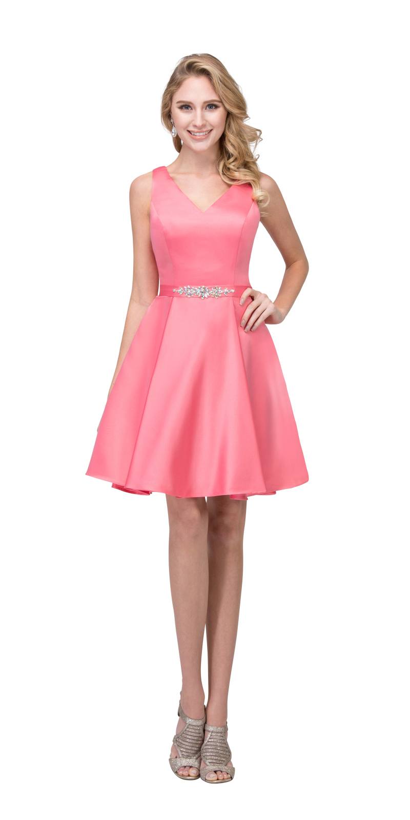 coral a line dress