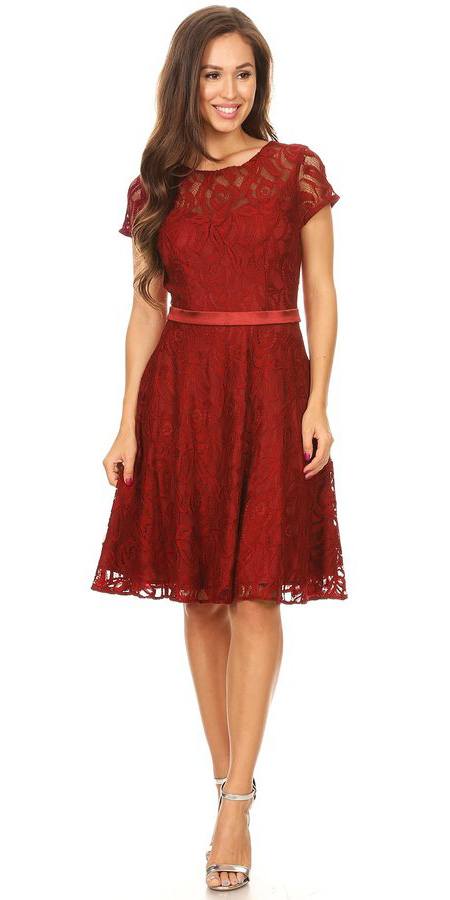 short sleeve maroon dress