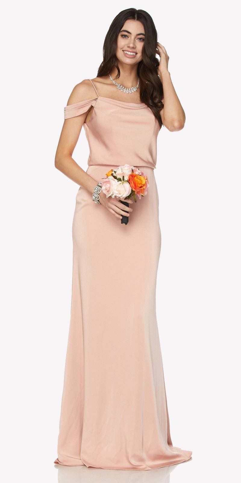 dusty rose off shoulder dress